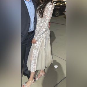 Bronx and Banco Megan Midi Bridal Dress in White